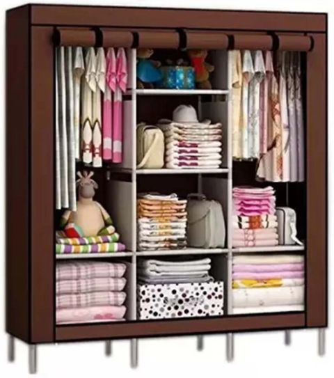 SHOEVAULT SOLID BROWN WARDROBE Carbon Steel Collapsible Wardrobe (Finish Color - BROWN, DIY(Do-It-Yourself)) - Image 5