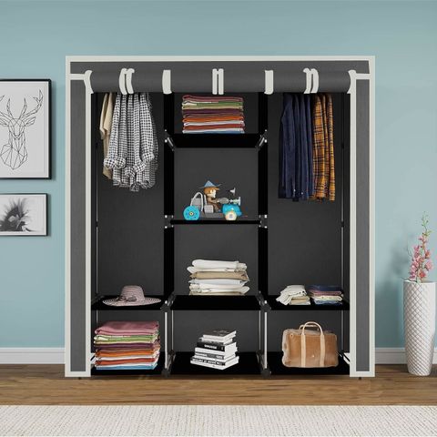 Continental 6+2 Shelves Portable 88130 PP Collapsible Wardrobe (Finish Color - Grey, DIY(Do-It-Yourself)) - Image 7
