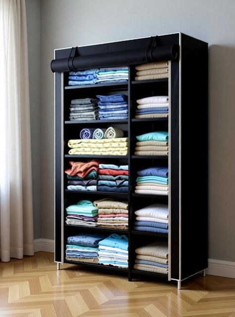 ZENVEXYO PP Collapsible Wardrobe Black DIY - Image 5