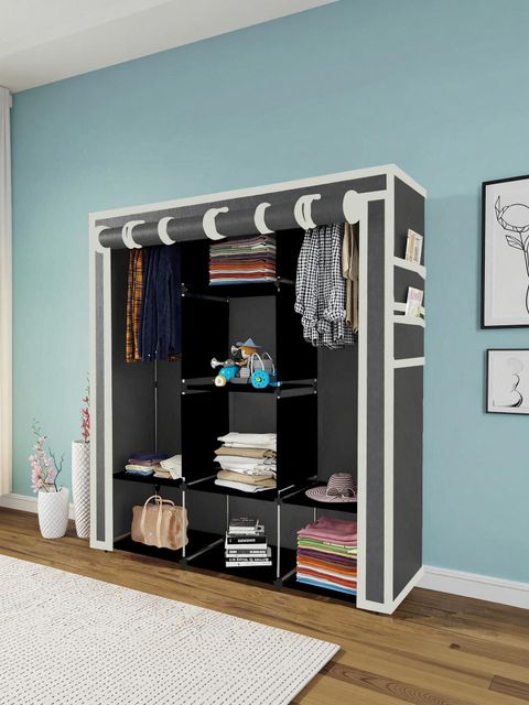 Continental 6+2 Shelves Portable 88130 PP Collapsible Wardrobe (Finish Color - Grey, DIY(Do-It-Yourself)) - Image 6