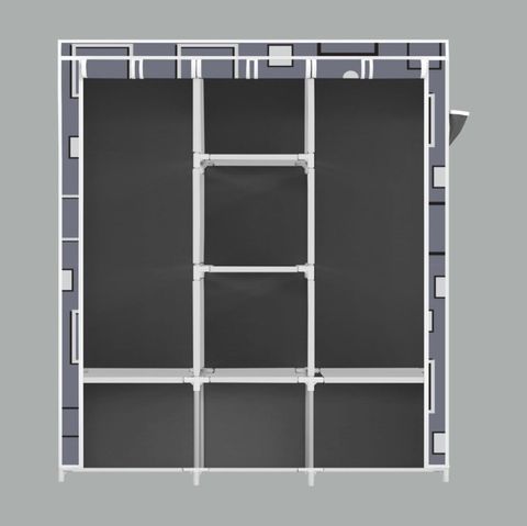 SHOEVAULT 8-Shelf Foldable Wardrobe, Grey-White - Image 7