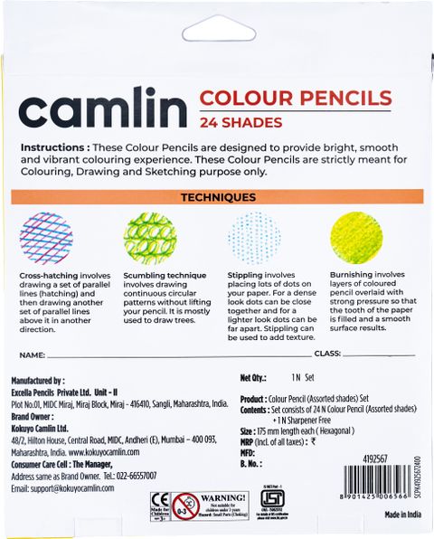 Camlin Full Size Hexagonal Color Pencils, 25 Pack - Image 4