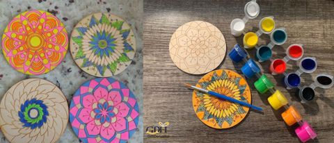 Flipkart.com | GiftDenaHai 6 Wooden Mandala Art Kit 6 Color With