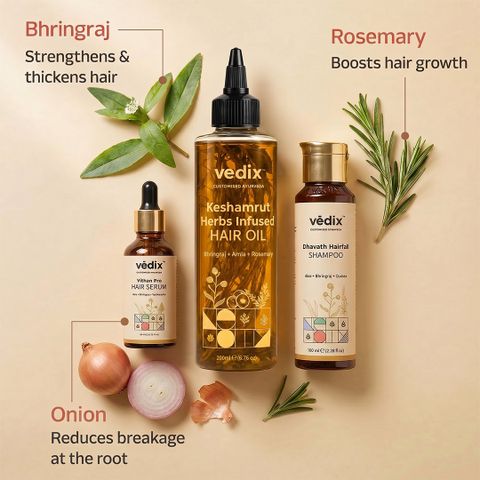 Vedix Keshamrut Kit: Oil, Shampoo & Serum - Image 7