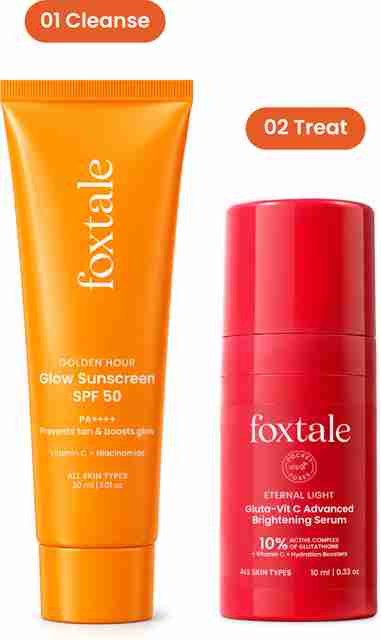 Foxtale Gluta-Vit C Serum 10ml + Glow Sunscreen SPF 50 30ml - Image 2