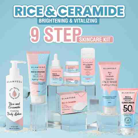 GLAMVEDA Korean Rice & Ceramide 9 Step Skincare Kit - Image 3