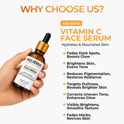 Aqueria 10% Vitamin C Face Serum with Niacinamide & Hyaluronic Acid, - Image 7