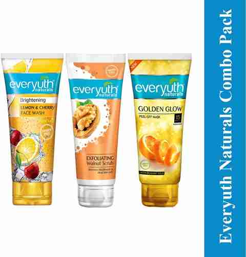 Everyuth Naturals Lemon & Cherry Face Wash (50g), Walnut Scrub (50g), Golden Glow Peel off Mask (50g) (3 à¤à¤¾ सà¥à¤) - Image 5