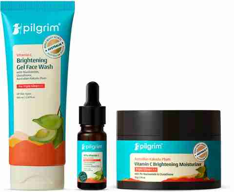 Pilgrim 10% Vitamin C Face Serum (10ml) + Vitamin C Gel Face Wash + Australian Kakadu Plum Brightening Glow Face Moisturizer (50g) (3 Items in the set) - Image 5