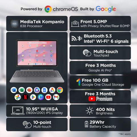 Lenovo Chromebook Duet 11M889 10.95-inch 4GB/64GB Luna Grey - Image 5