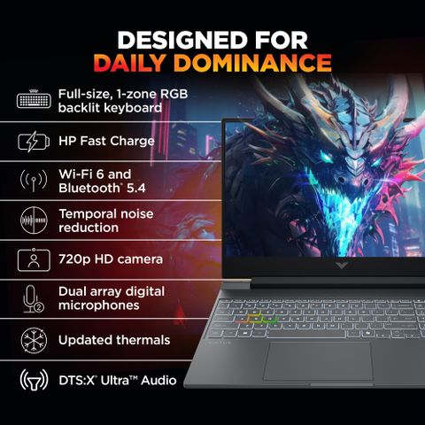 HP Victus Intel Core i7 14th Gen 14650HX - (16 GB/512 GB SSD/Windows 11 Home/6 GB Graphics/NVIDIA GeForce RTX 4050) 15-fa2621TX Gaming Laptop (15.6 inch, Mica Silver, Black Chrome Logo, 2.29 kg, With MS Office) - Image 7