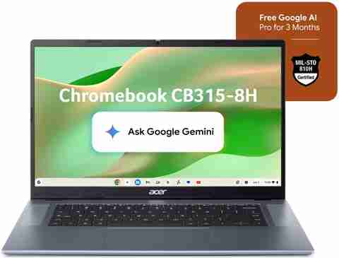 Acer Chromebook MediaTek Kompanio 540 - (4 GB/128 GB EMMC Storage/Chrome OS) CB315-8H Chromebook (15.6 inch, Silver) - Image 4