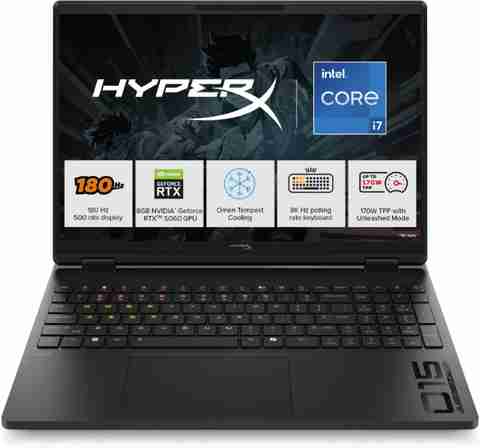 HP HyperX Omen Intel Core i7 14th Gen 14650HX - (24 GB/1 TB SSD/Windows 11 Home/8 GB Graphics/NVIDIA GeForce RTX 5060) 15-ga0005TX Gaming Laptop (15.3 inch, Shadow Black, 2.42 Kg, With MS Office) - Image 3