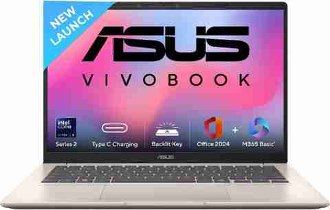 ASUS Vivobook 14 (2025) with Office 2024 + M365 Basic*, Backlit Keyboard, Intel Core Ultra 5 225H - (16 GB/1 TB SSD/Windows 11 Home) X1407CA-LY1581WS Thin and Light Laptop (14 Inch, Platinum Gold, 1.46 Kg, With MS Office) - Image 3