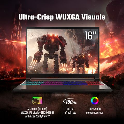 Acer NITRO V 16S (i5 14th Gen) Intel Core 5 210H - (16 GB/512 GB SSD/Windows 11 Home/8 GB Graphics/NVIDIA GeForce RTX NVIDIA GeForce RTX 5050/180 Hz) ANV16S-71 Gaming Laptop (16 Inch, Obsidian Black, 2.1 kg) - Image 7