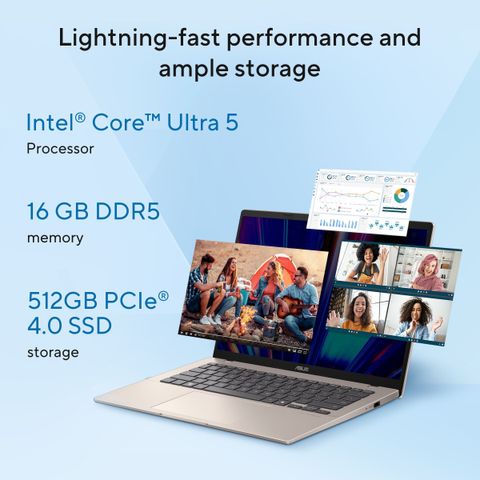 ASUS Vivobook 14 (2025) with Office 2024 + M365 Basic*, Backlit Keyboard, Intel Core Ultra 5 225H - (16 GB/1 TB SSD/Windows 11 Home) X1407CA-LY1581WS Thin and Light Laptop (14 Inch, Platinum Gold, 1.46 Kg, With MS Office) - Image 6