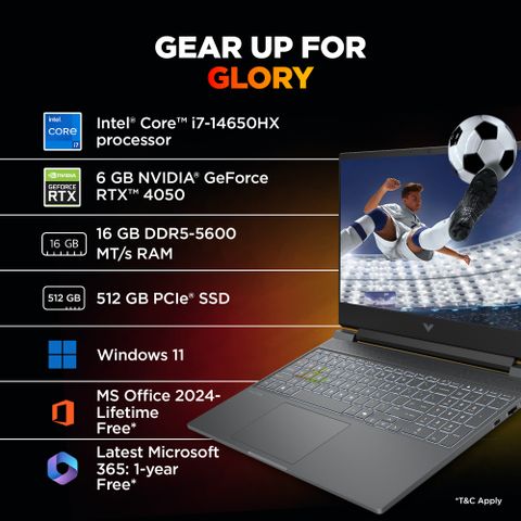 HP Victus Intel Core i7 14th Gen 14650HX - (16 GB/512 GB SSD/Windows 11 Home/6 GB Graphics/NVIDIA GeForce RTX 4050) 15-fa2621TX Gaming Laptop (15.6 inch, Mica Silver, Black Chrome Logo, 2.29 kg, With MS Office) - Image 4