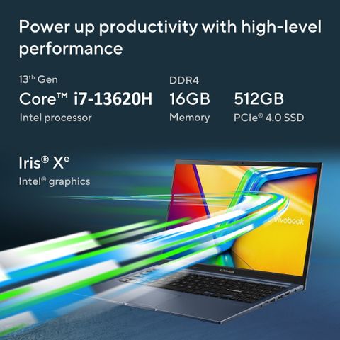 ASUS Vivobook 15, with Backlit Keyboard, Intel Core i7 13th Gen 13620H - (16 GB/512 GB SSD/Windows 11 Home) X1502VA-BQ838WS Thin and Light Laptop (15.6 Inch, Quiet Blue, 1.70 Kg, With MS Office) - Image 7
