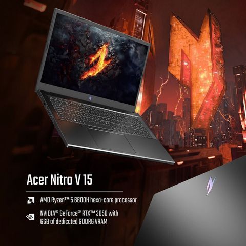 Acer Nitro V AMD Ryzen 5 Hexa Core 6600H - (16 GB/512 GB SSD/Windows 11 Home/6 GB Graphics/NVIDIA GeForce RTX 3050) ANV15-41-R8G0 Gaming Laptop (15.6 inch, Obsidian Black, 2.1 Kg) - Image 7
