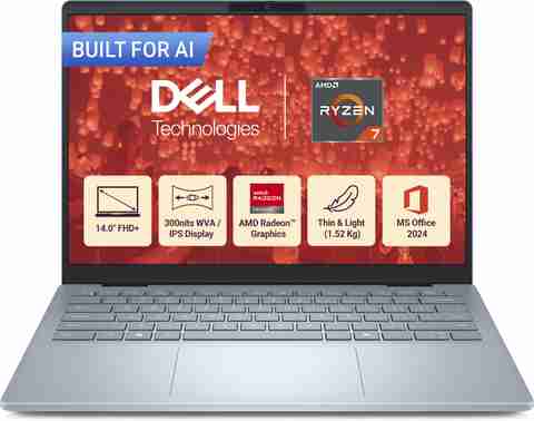 DELL 14 Microsoft Office Home 2024 AMD Ryzen AI 7 Octa Core 350 AI - (16 GB/1 TB SSD/Windows 11 Home) DB14255 Thin and Light Laptop (14 Inch, Ice Blue, 1.52 Kg, With MS Office) - Image 3