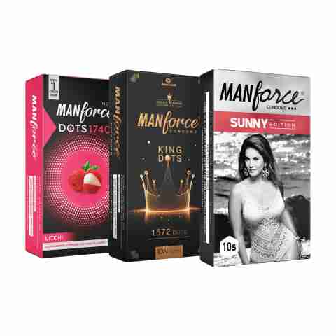 MANFORCE Condoms combo Pack (Sunny, Litchi & King dot), 30 Pcs, (Pack of 3) Condom (Set of 3, 30 Sheets) - Image 5