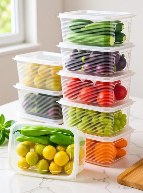 prayati Plastic Fridge Container - 1800 ml (Pack of 8, White) - Image 7