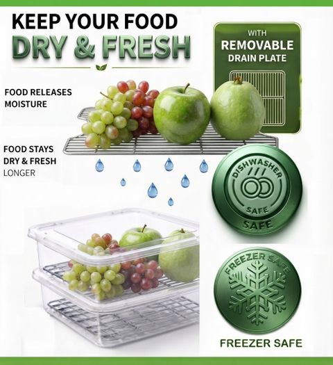 Craftbin Plastic Fridge Container 2400ml (Pack of 4, Clear) - Image 7