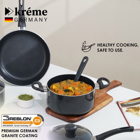 Kreme 5pcs Set Combo Non-Stick Coated Cookware Set (Aluminium, 7 - Piece) - Image 8