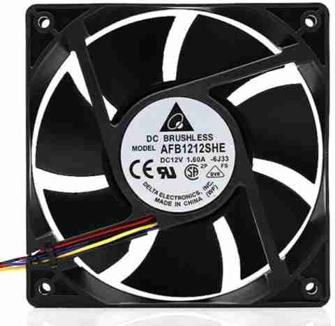 Electronic Spices AFB1212SHE Fan 12V 1.60A 120Ã38mm 4-wire/4-pin High Air Volume Cooling Fan Cooling Fan All in one Cooler (Black) - Image 2