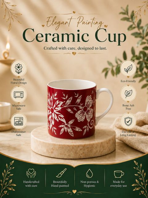 RURALGLAZE Pack of 12 Ceramic Cup Set (Red) - Image 7