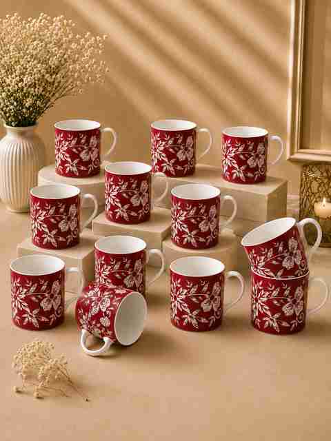 RURALGLAZE Pack of 12 Ceramic Cup Set (Red) - Image 5