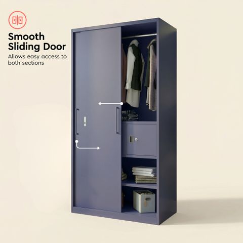 Interio by Godrej Slide N Stack Metal Almirah, Textured Phiroja Blue - Image 8