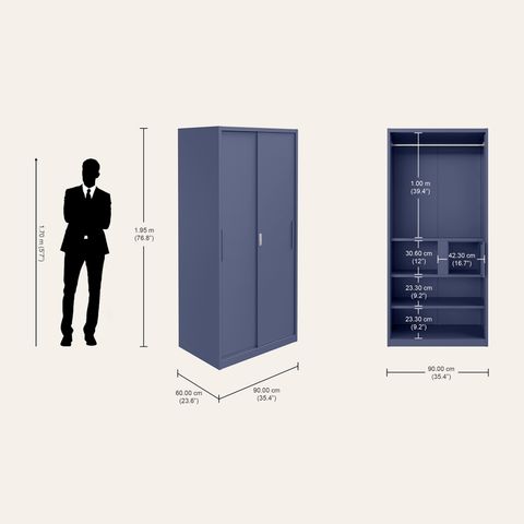 Interio by Godrej Slide N Stack Metal Almirah, Textured Phiroja Blue - Image 6