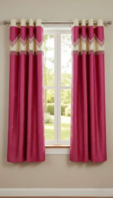GD Fashion 152 cm Polyester Semi Transparent Curtain (Pink) - Image 6