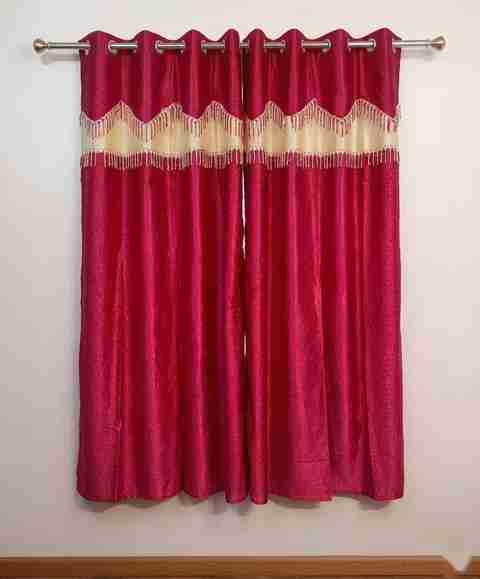 GD Fashion 152 cm Polyester Semi Transparent Curtain (Pink) - Image 5