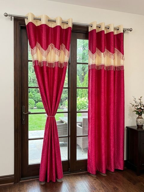 GD Fashion 152 cm Polyester Semi Transparent Curtain (Pink) - Image 7