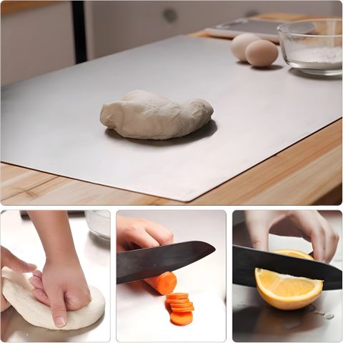 Foxin Stainless Steel Chopping Board | Large 35x30cm Cutting & Kneading Surface Stainless Steel Cutting Board (Silver Pack of 1 Dishwasher Safe) - Image 7