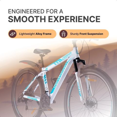 Urban Terrain UT6000A29 Alloy 29T MTB Cycles Shimano Geared for Men with Dual Disc Brake 29 T (inch) Road Cycle (21 Gear, White, Only Front Suspension) - Image 6