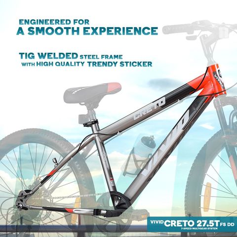 VIVID Creto 27.5T Mountain Cycle, 7 Gear, Grey/Red - Image 7