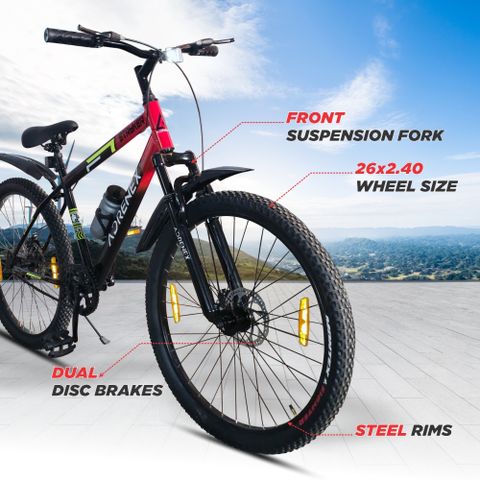Adrenex Stryker 26T FXDD Mountain Cycle, Single Speed, Red - Image 6