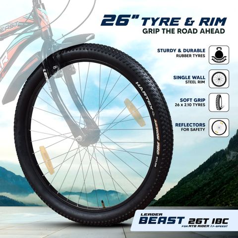 LEADER Beast 26T IBC Premium Cycle for Men, 7 Gear, Black - Image 8