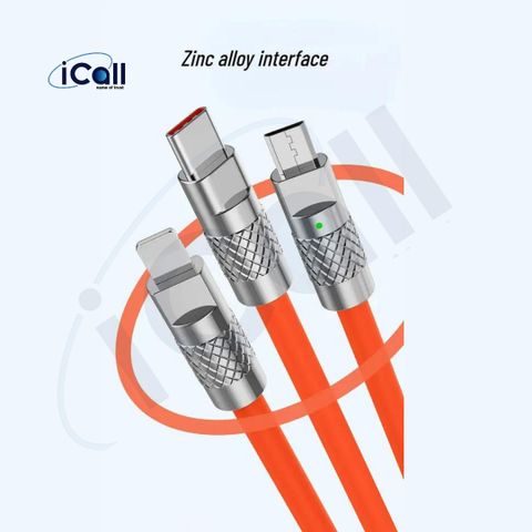 icall 3-in-1 Cable 1.2m 120W Orange - Image 3