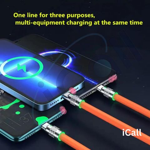 icall 3-in-1 Cable 1.2m 120W Orange - Image 6