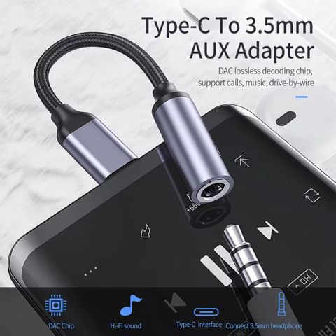 Aliens AUX Cable 1 A 0.12 m Aluminum Foil Type C to 3.5mm Audio Jack Cable, DAC Headphone/Earphone Converter Adapter| Hi-Fi Stereo Aux Cable Nylon Braided Material (Compatible with iPhone 17/16/15/Pro/Max,Samsung Galaxy S26/S25/S24,Google Pixel,OnePlus,Nothing, Grey, One Cable, USB Type C To 3.5mm Jack, 12 W) - Image 5