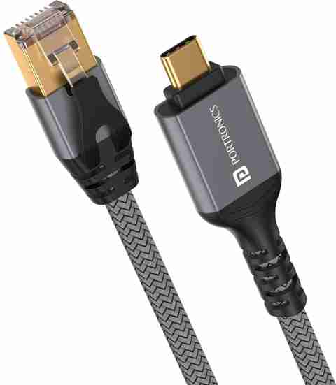 Portronics Ethernet Cable 2 m EtherC Type-C to RJ45 CAT-6 Gigabit Nylon Braided Ethernet Cable, 2-Meters (Compatible with Laptops, Tablet, Zebra, One Cable, NA) - Image 5