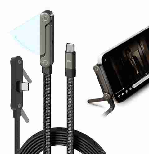 NOYMI 240W Type C to Type C Fast Charging Cable 1.5m with Stand, Black - Image 5