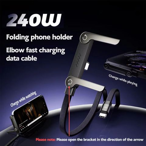 NOYMI 240W Type C to Type C Fast Charging Cable 1.5m with Stand, Black - Image 7