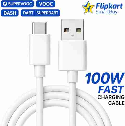 Flipkart SmartBuy USB Type C Cable 10 A 1 m PVC Mobile Charger Cable | 100W Realme 10 Pro Data Cable 33w Original and Realme 11 Pro Data Cable â Data Cable Type C Fast Charging Realme, Type C Cable, C Type Cable, Data Cable C, Data Cable, Charging Cable, USB Cable, Cable Type C, Data Cable Type C (Compatible with Realme Data Cable, OnePlus Data Cable, SuperVooc/SuperDart, White, One Cable, USB Type A To USB Type C, 100 W) - Image 5