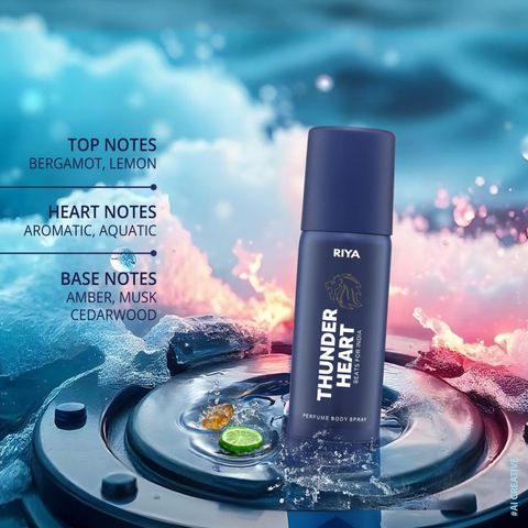 RIYA Thunder Heart Green, White and Blue | Combo of 3 | 40 ml Each | Body Spray Deodorant Spray - For Men (120 ml, Pack of 3) - Image 4