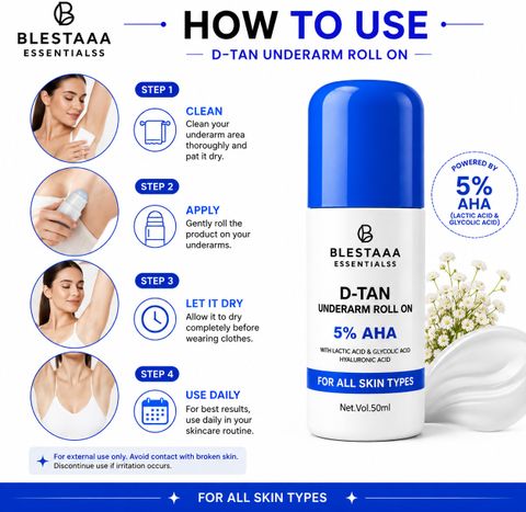 blestaaa essentialss Advanced 5% AHA BHA Formula for Brighter and Smoother Underarm Skin Deodorant Roll-on - For Men & Women (50 ml) - Image 8
